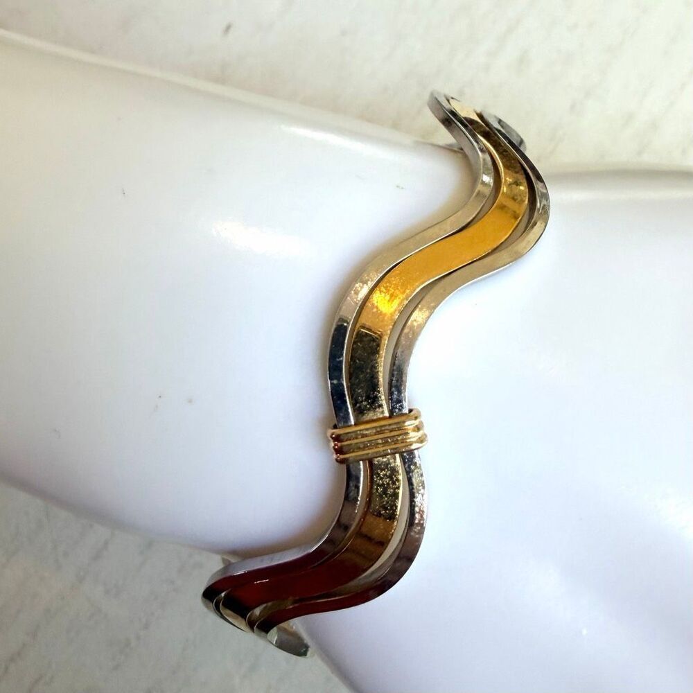 Avon Two Tone Wave Bangle Bracelet